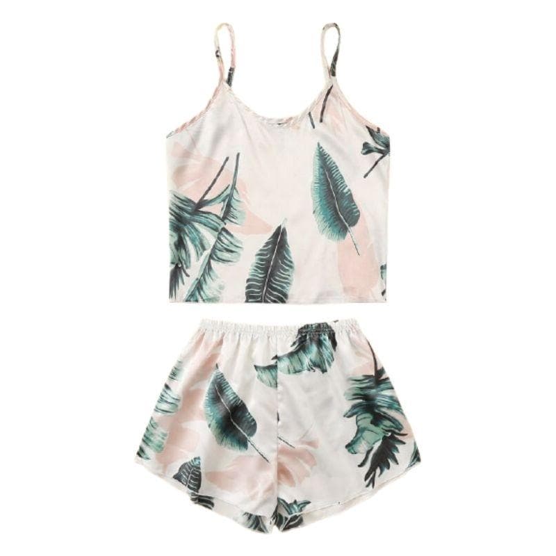 Tropical Print Mesh Shorts Set - model wearing