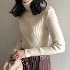Women's Turtleneck Knitted Sweater - fabric detail