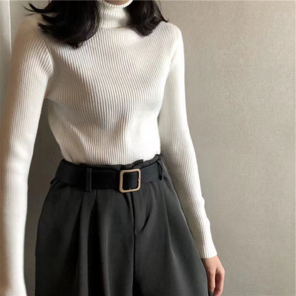 Women's Turtleneck Knitted Sweater - side view