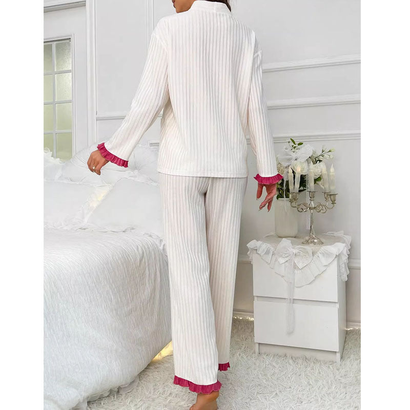 Women's V-Neck Long-Sleeve Pajama Set - fabric detail
