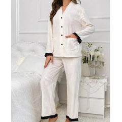 Women's V-Neck Long-Sleeve Pajama Set - side view