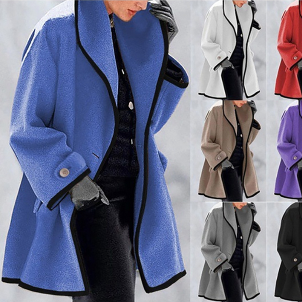 Women's Warm Woolen Oversized Coat - model wearing