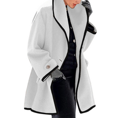 Women's Warm Woolen Oversized Coat - fabric detail