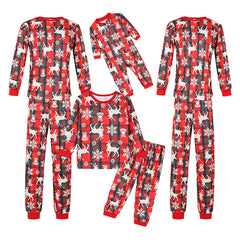 White Christmas Plaid O-Neck Family Pajamas - model wearing