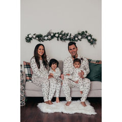 White Christmas Tree V-Neck Button Family Pajamas - back view