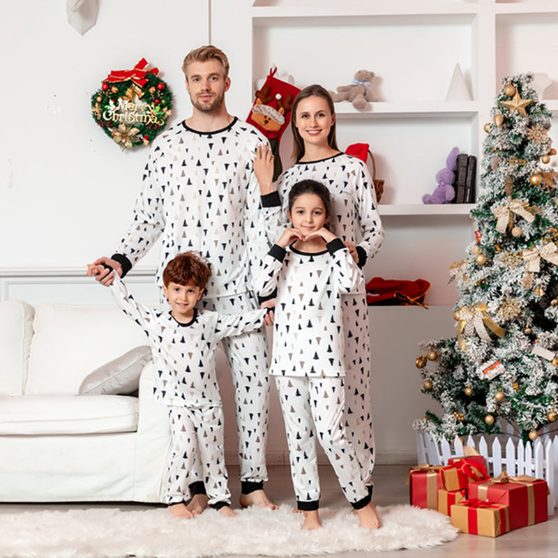 White O-Neck Family Matching Christmas Pajamas - model wearing