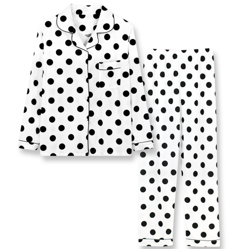 Women's White Wave Point Pajama Set - front view