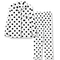 Women's White Wave Point Pajama Set - front view