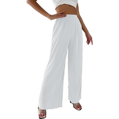 Women's Wide-Leg Pajama Set with Long-Sleeve Top - side view