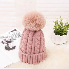 Women's Braided Beanie with Removable Pom-Pom - lifestyle