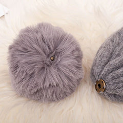 Women's Braided Beanie with Removable Pom-Pom - fabric detail
