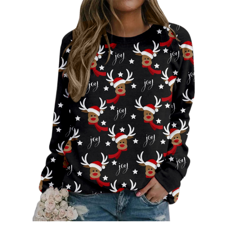 Women's Reindeer Christmas Ugly Sweater - front view