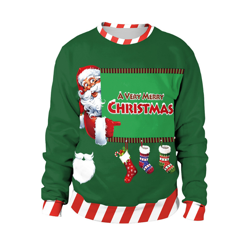 Women's Long-Sleeve Round-Collar Christmas Ugly Sweater - front view