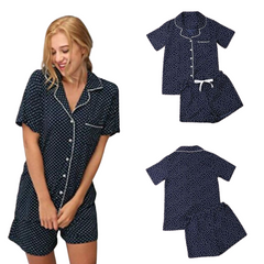 Women's Navy Blue Pajama Set - front view