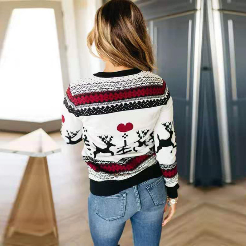 Women's Reindeer Snowflake Christmas Ugly Sweater - back view