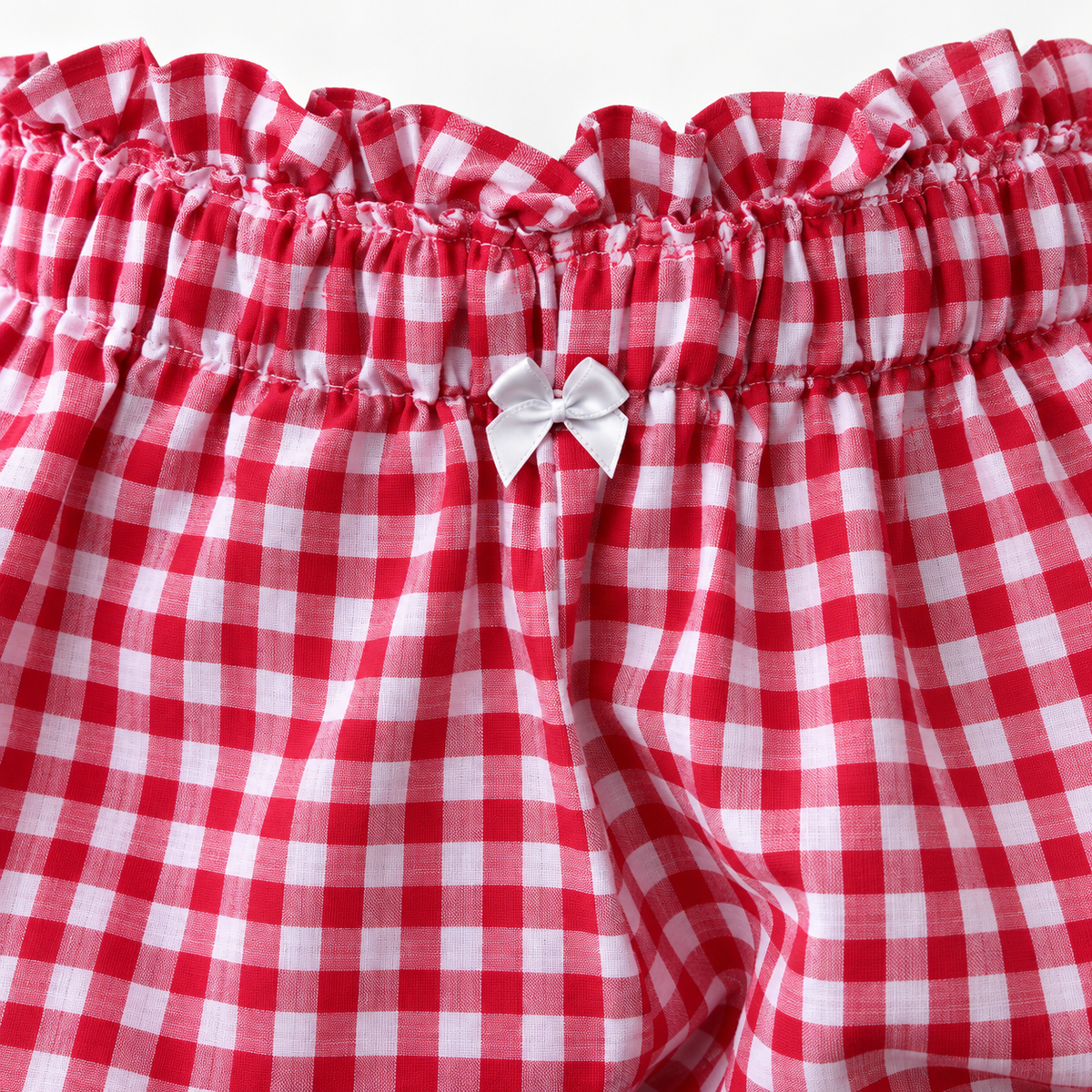 Women’s Gingham Ruffle Bloomer Shorts with Bow Detail - side view