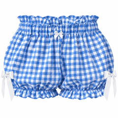 Women’s Gingham Ruffle Bloomer Shorts with Bow Detail - back view