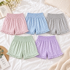 Women's Gingham Ruffle Pajama Shorts - side view
