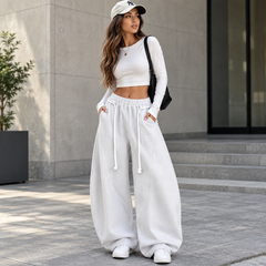 Women's Oversized Barrel-Leg Sweatpants - front view