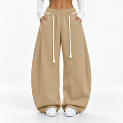 Women's Oversized Barrel-Leg Sweatpants - model wearing