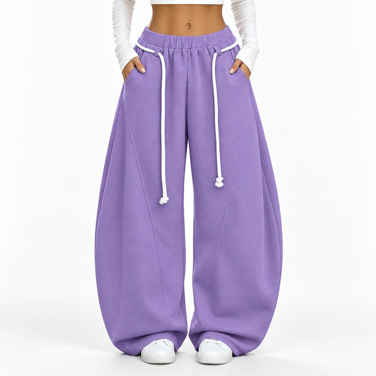 Women's Oversized Barrel-Leg Sweatpants - side view