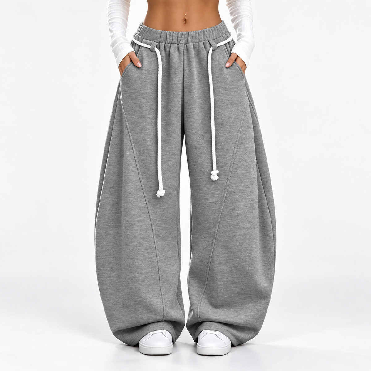 Women's Oversized Barrel-Leg Sweatpants - fabric detail