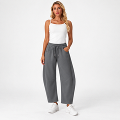 Women's Relaxed Barrel-Leg Ankle Pants - fabric detail