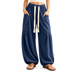 Women's Ribbed Wide-Leg Cargo Lounge Pants - lifestyle shot
