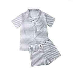 Women's Grey Stripe Pajama Set - back view