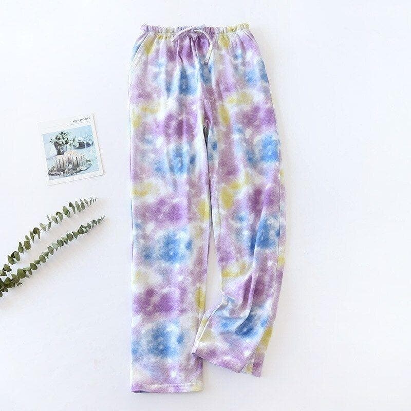 Women's Tie-Dye Sleep Pajamas Set - fabric detail