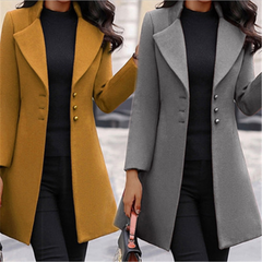 Women's Woolen Winter Coat - model wearing