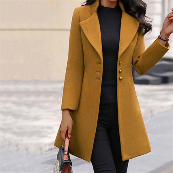 Women's Woolen Winter Coat - fabric detail