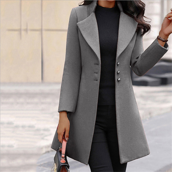 Women's Woolen Winter Coat - back view