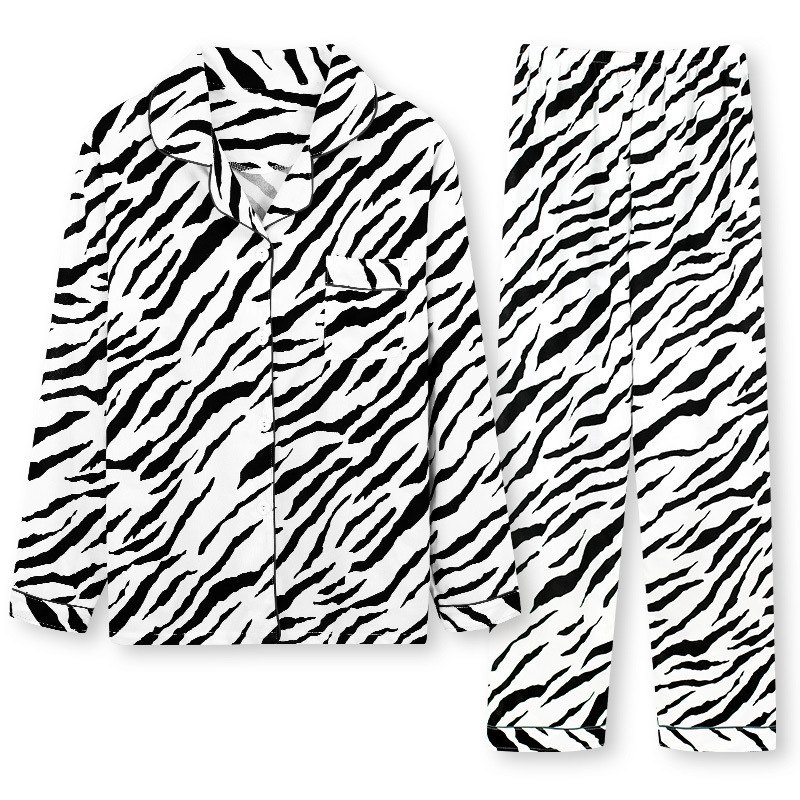 Women's Zebra Pattern Cotton Pajama Set - front view
