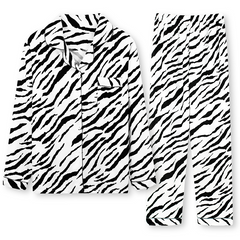 Women's Zebra Pattern Cotton Pajama Set - front view