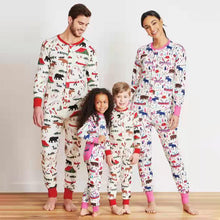 Load image into Gallery viewer, Round Neck with Button Printed Christmas Matching Family pyjamas Set
