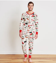 Load image into Gallery viewer, Round Neck with Button Printed Christmas Matching Family pyjamas Set
