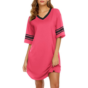 Cotton V Neck Short Sleeve Loose Comfy Shirt and Sleepwear