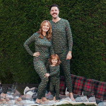 Load image into Gallery viewer, Green Printed V Neck Button Matching Family pyjamas Set
