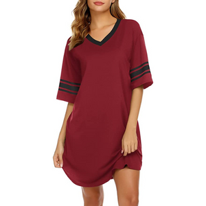 Cotton V Neck Short Sleeve Loose Comfy Shirt and Sleepwear