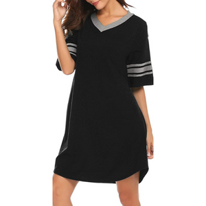 Cotton V Neck Short Sleeve Loose Comfy Shirt and Sleepwear