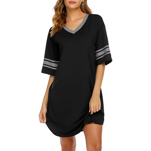 Cotton V Neck Short Sleeve Loose Comfy Shirt and Sleepwear