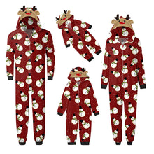 Load image into Gallery viewer, Snowman in Red Jumpsuit with hoodie Matching family Christmas pyjama Set
