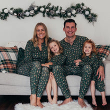 Load image into Gallery viewer, Green Printed V Neck Button Matching Family pyjamas Set
