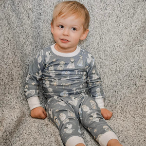 Grey and White Round Neck Matching Family Christmas pyjamas