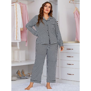 Black and White Plus Size Pyjamas Set