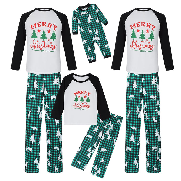 Merry Christmas on Checks O Neck Matching Family pyjama Set