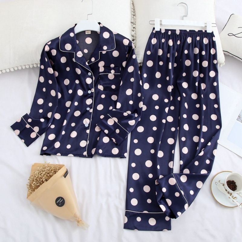 Polka Dot Silk Pyjamas Set