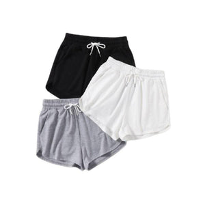 3 Pack Solid Drawstring Waist Shorts