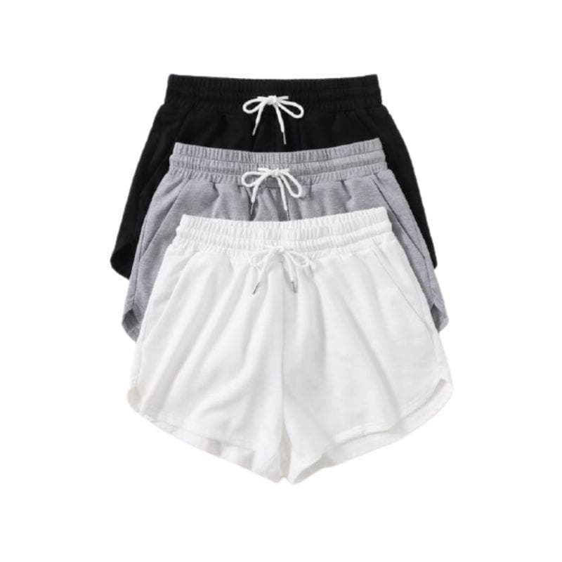 3 Pack Solid Drawstring Waist Shorts